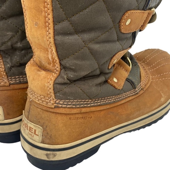 Sorel Mossy Green/Tan Tall Winter Lace Up Boots Women's Size 7.5 NL1780-316 - Picture 3 of 11